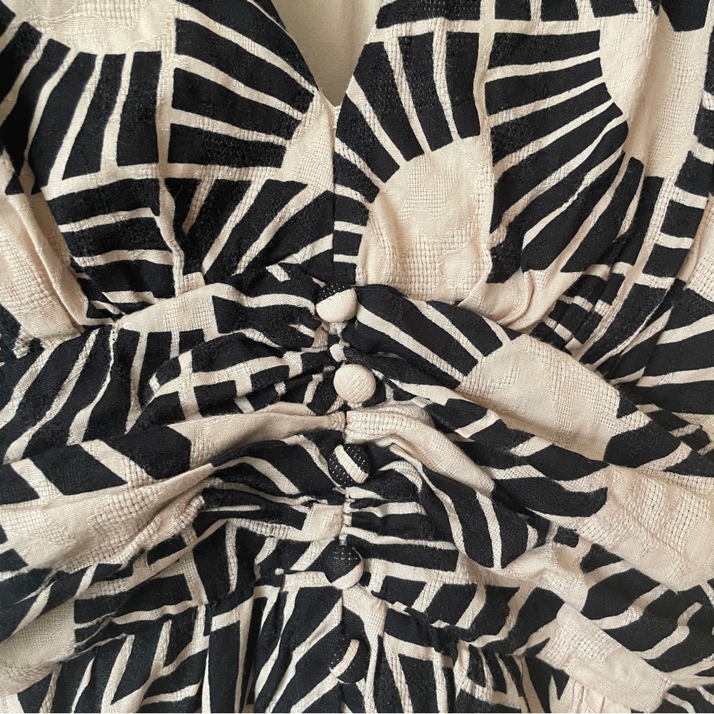 Anthropologie Katerina Button down Puff-Sleeve V-Neck Printed Maxi Dress Small - Picture 14 of 16